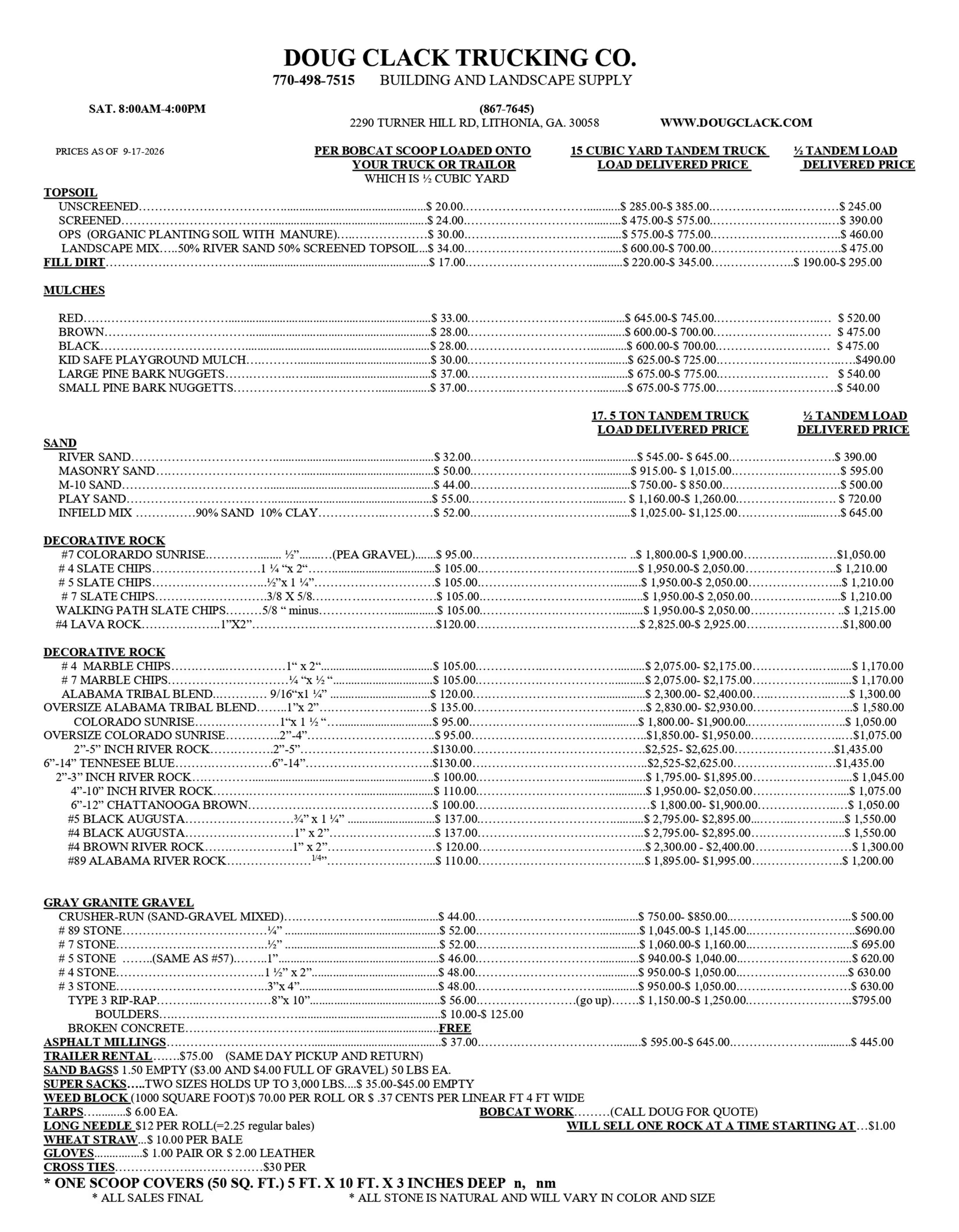 DOUG CLACK TRUCKING CO 9-17-26